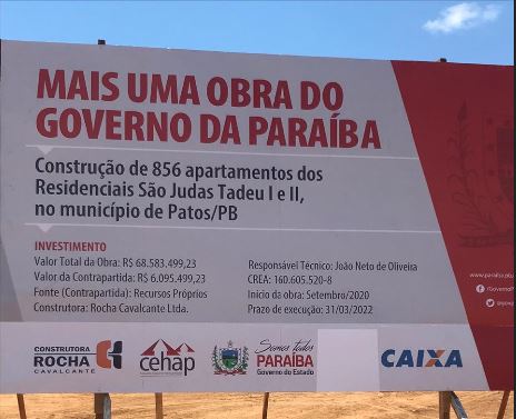 Governo inicia construção do Residencial São Judas Tadeu I e II, em Patos